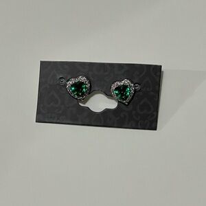 Green Heart Shaped Birthstone Earrings